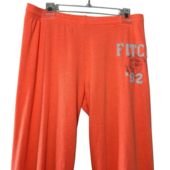 Abercrombie & Fitch Capri Joggers M Coral FITCH '92 Logo Y2K Lounge Sweatpants - Picture 3 of 11